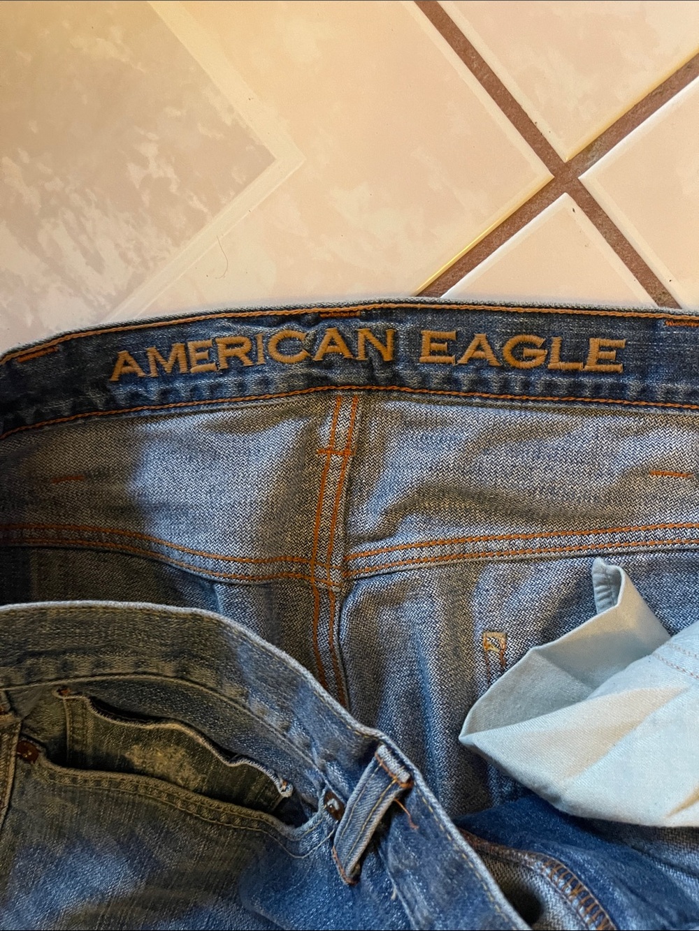 American Eagle Outfitters Dark Blue Men's Bootcut Distressed Jeans - Picture 2 of 6